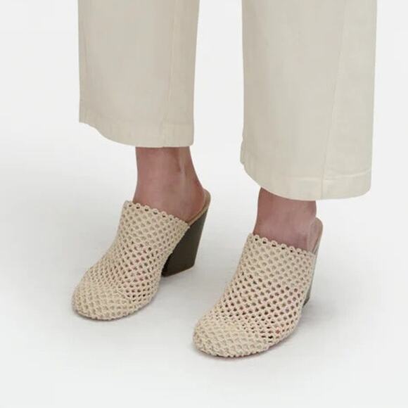 Rachel Comey Reina Woven Crochet Natural Cotton Bully Mules Clogs Size 8 $475 - Picture 2 of 16